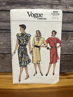 Vintage 1980's VOGUE Misses' Dress Sewing Pattern 9623 Size 8-12 UNCUT