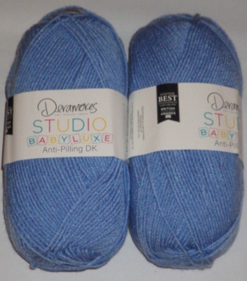 Lot of 2 Skeins, Deramores Studio Baby Luxe DK Yarn, 3.5 oz, 273 yd, Waves