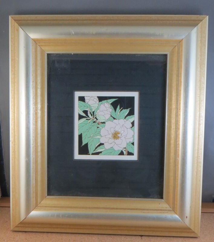 Camellia by Sadi McCollum Gold Framed Art Print Under Glass Black Green Flower