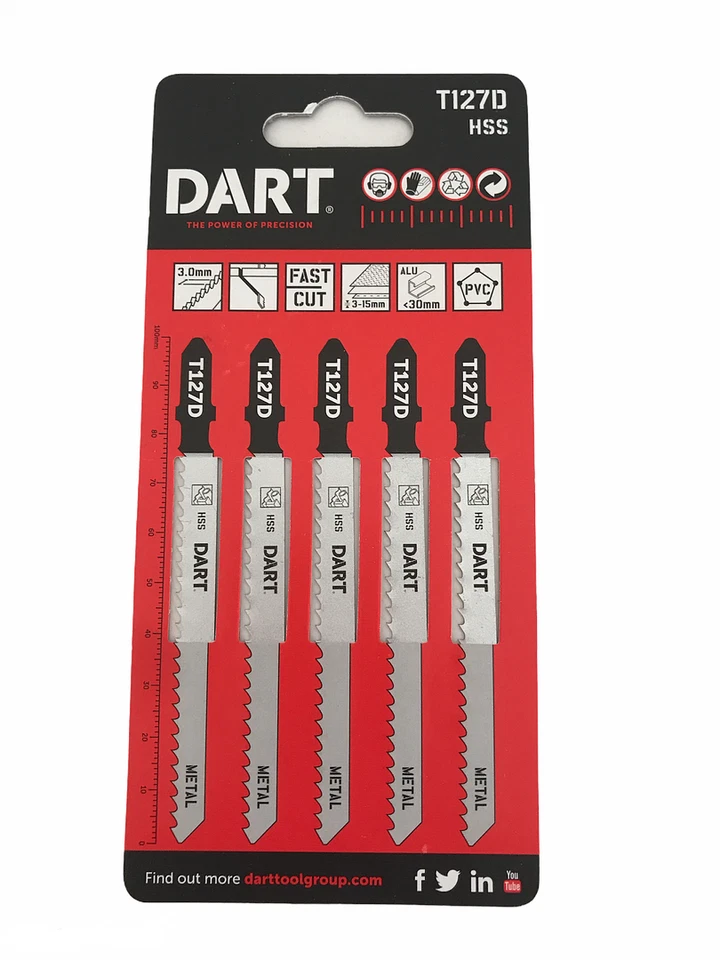 Dart T127D Jigsaw Blades For Metal Aluminium Plastic Pack of 5 DIY Cut Blade