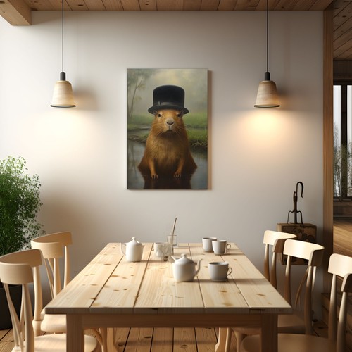 Divertido Retrato Victoriano Capibara Pintura Animales Arte de Pared Lienzo Enmarcado - Imagen 8 de 9