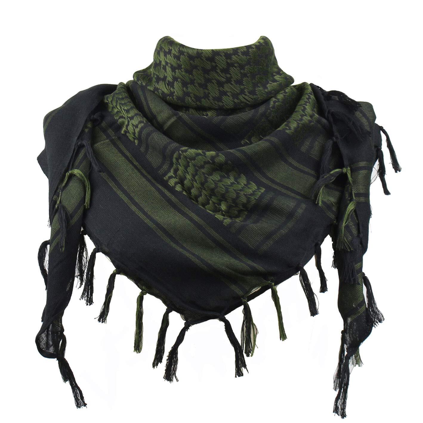 Cotton Shemagh Keffiyeh Desert Scarf Neck One Size Black and Green