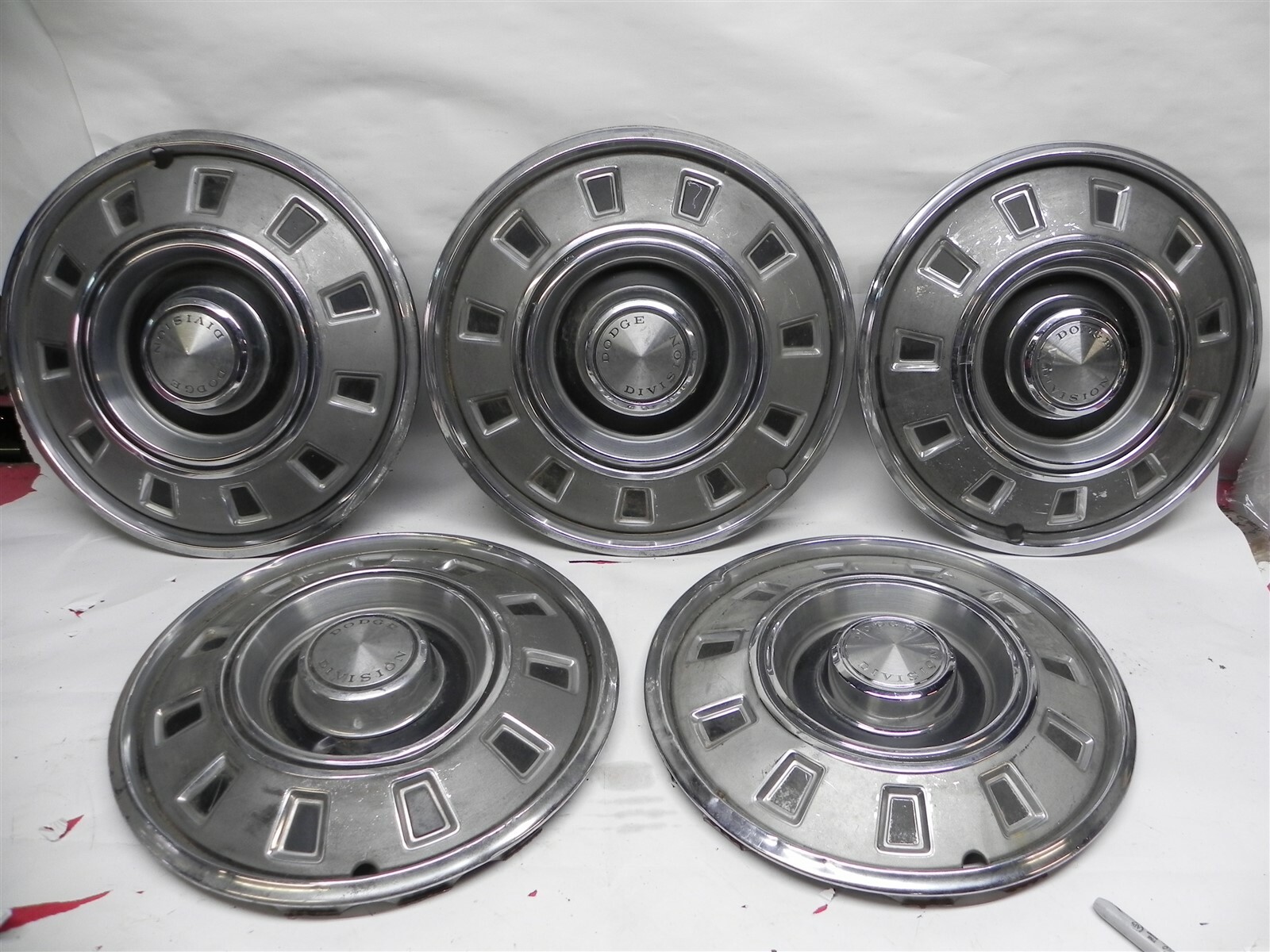1968-69 Dodge Original Hub Cap Wheel Covers Set of 5 Some Dents Vintage