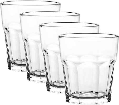 Lisboa Rocks Gläser, 4er Set Classic Everyday Drinking 12oz Silber
