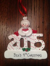 Personalized 2015 Single Snowman Boy / Girl Christmas Ornament