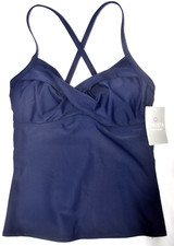 NWT MSRV 72 Athleta 34D/DD 34D 34DD Twister Swim Tankini Top Dress Blue 964875
