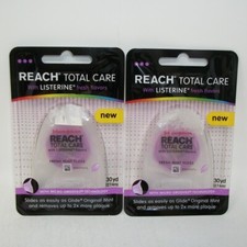 2 Reach Total Care Floss with Listerine Flavors Fresh Mint 30 Yards Each Purple