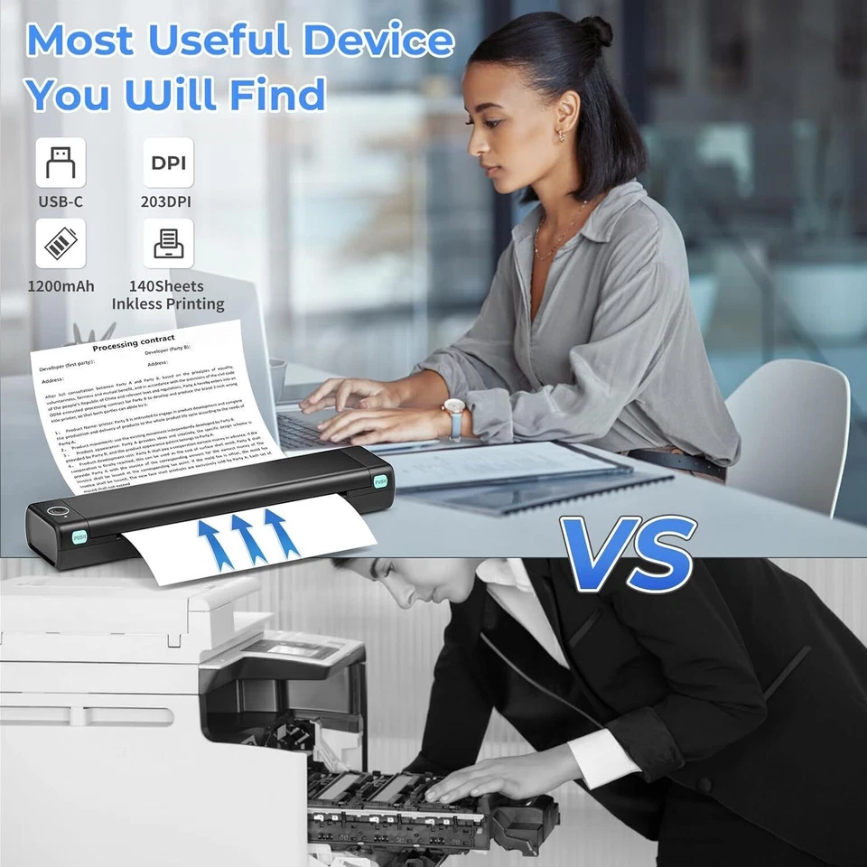 Wireless Bluetooth Portable Brother PocketJet PJ762/PJ763MFi printer A4 Thermal - Image 4 of 4