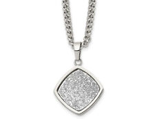 Silver Druzy Polished Stainless Steel Necklace (27 Inches)