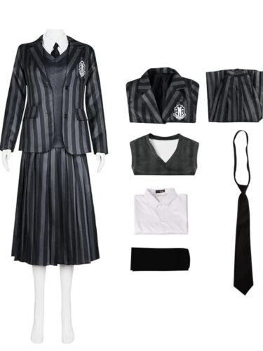 Wednesday Addams Cosplay Costume Addams Family Halloween School Uniform WomensXS - Picture 1 of 4