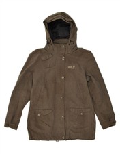 Jack Wolfskin Womens Hooded Rain Jacket Uk 16 Large Brown Polyester Bm48