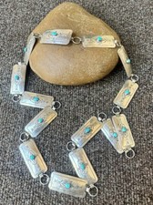 Old Pawn Navajo Spencer Sterling Silver  Turquoise Concho Link Belt 87 gr