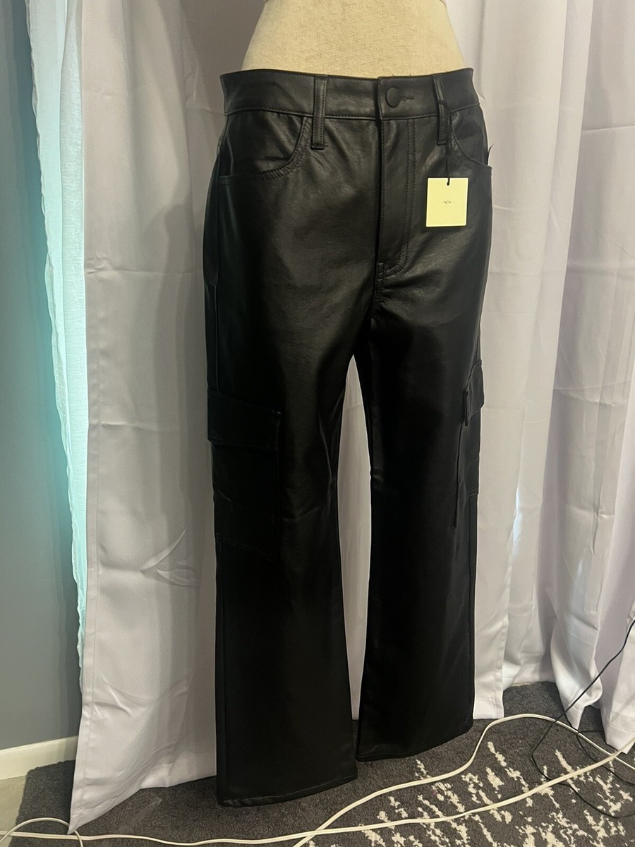 Tgla Women's Vegan Leather Cargo Straight Leg Black Pants Tgla Women's Vegan Leather Cargo Straight Leg Black Pants