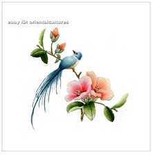 Chinese 100 real natural silk thread,su hand embroidery kits:bird flower 8"