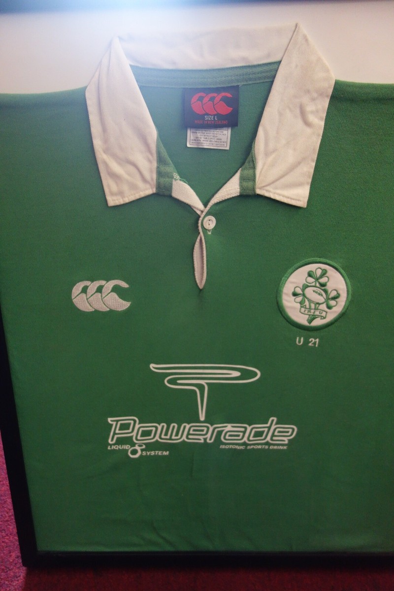 Ancien Maillot Rugby Gilbert encadé plexi abimé 65 X 50 CM sans verre T: XL