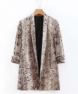 Lune Dual Pocket Snakeskin Print Blazer