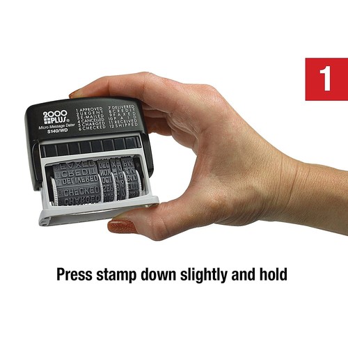 2000 PLUS 12 in 1 Self Inking Date and Message Rubber Stamp Black Ink - Picture 7 of 9