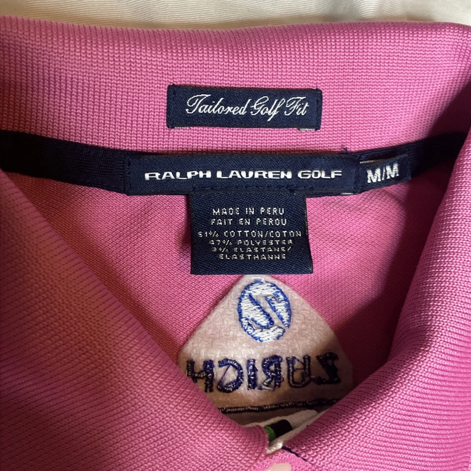 Ralph Lauren 高尔夫女式定制高尔夫合身 Polo 衫粉色中号苏黎世 — 第 2/4 张图片