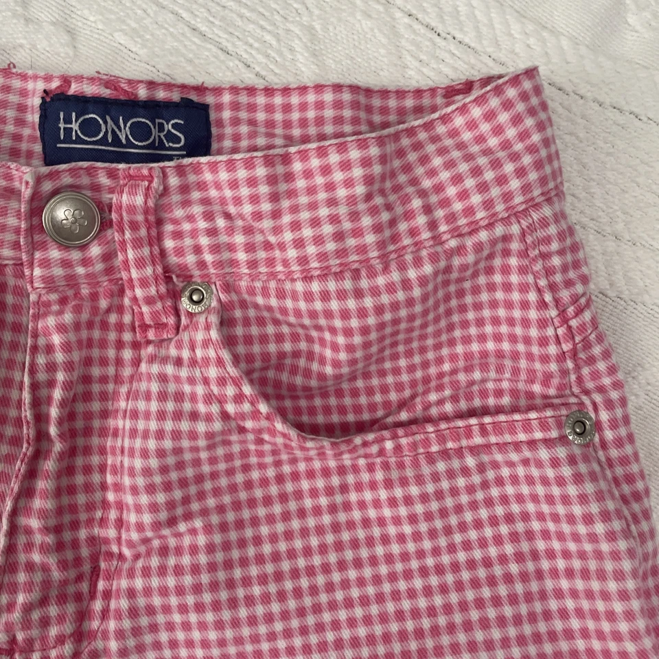 Pantalones Cortos De Colección Honors Rosa Algodón Guinga Niña Talla 7 Verano Años 90’s Foto 2 de 4