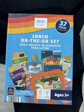 Aldi LUNCH ON THE GO SET 37pc Grocery Dinner Food Kids Toy Pretend Play Set NEW