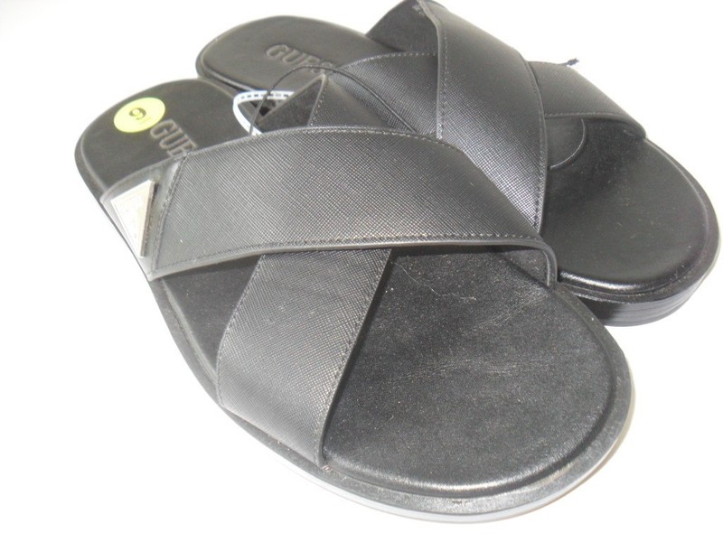 Guess Men's Sandal Gmberene-R Black Crisscross  Slip On Sandal 9 New