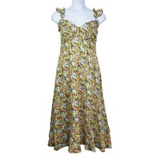 Talulah Womens Sleeveless Sunny Days Floral Print Linen Midi Dress Size M