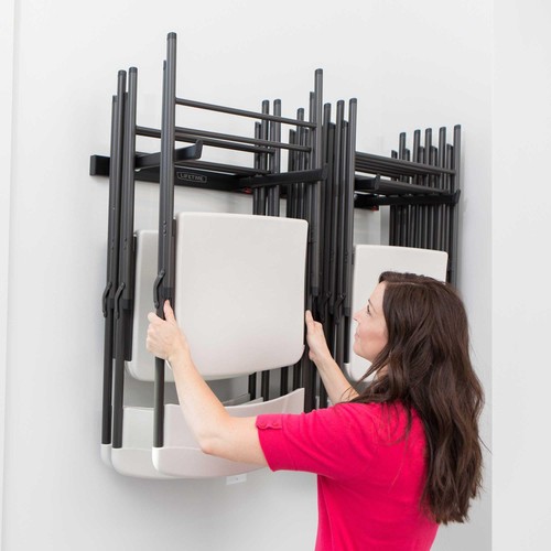 Steel Wall-Mounted Chair Rack up to 10 Folding Chairs 80719) - Picture 5 of 10