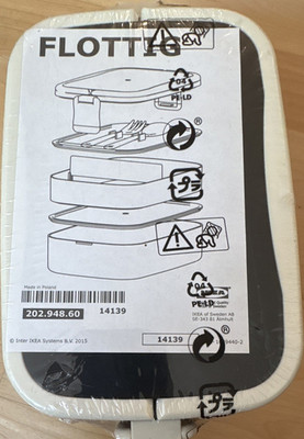 IKEA FLOTTIG Brotdose schwarz-weiß Kunststoff, 3 Fächer, Schnappdeckel, BPA-frei