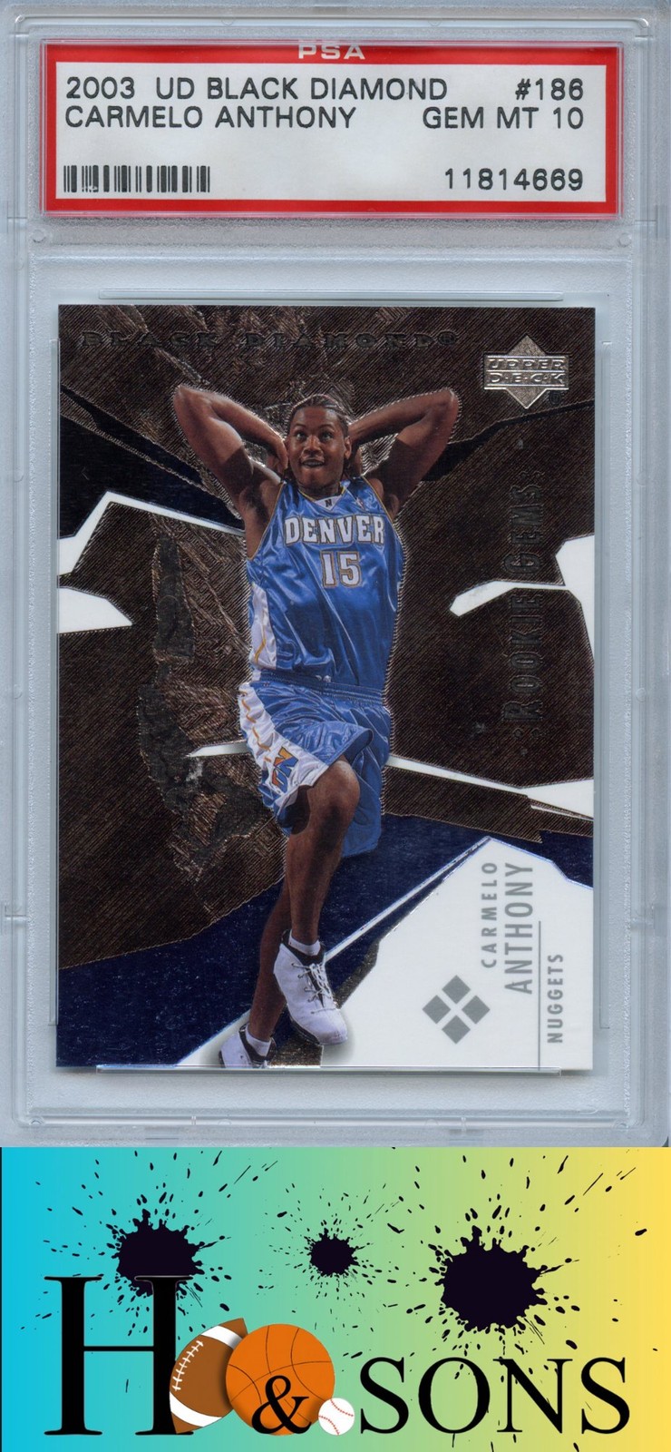 2003-04 Upper Deck Black Diamond #186 Carmelo Anthony - PSA 10 (POP 15)