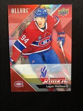 24-25 UD Allure Hockey Rookie Red Rainbow Auto 144 Logan Mailloux