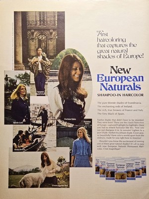European Naturals Shampoo-In Hair Color Great Shaded of Europe Print Ad 1969