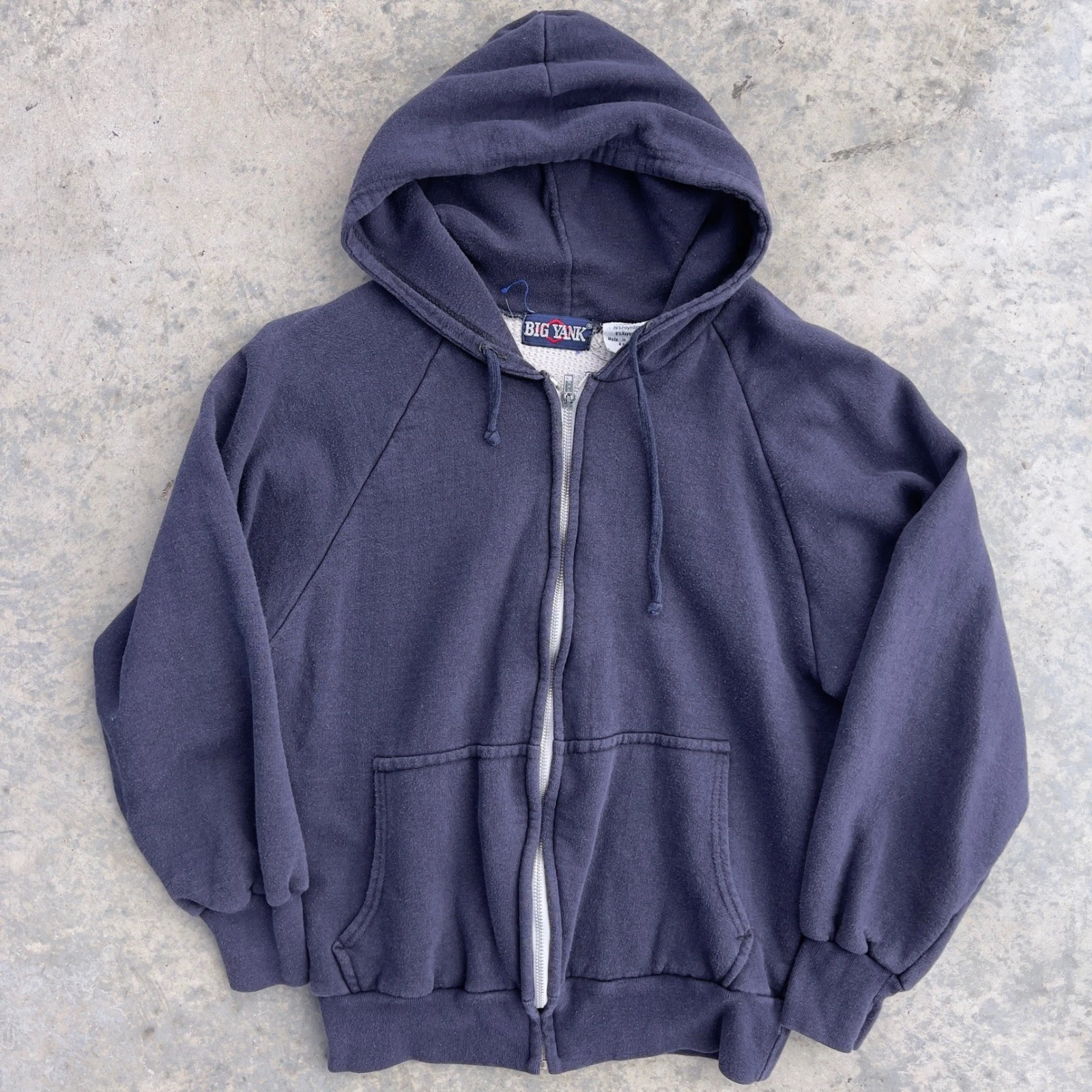 Big Yank Zip Up Hoodie Mens Small Navy Blue Vintage Thermal Lined Raglan Sleeves
Opens in a new wind