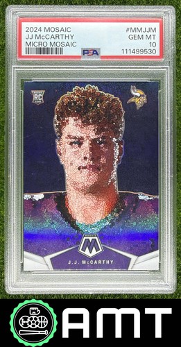 JJ J.J. McCarthy PSA 10 2024 Panini Mosaic Micro Mosaic Vikings RC 9530