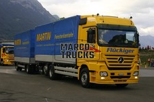 Truck photo  Mercedes-Benz Actros 1846 drawbar trailer Switzerland yellow   #j8e