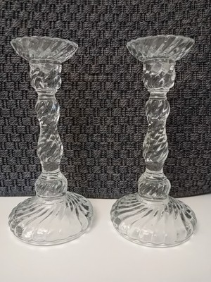 Finnish design vintage candle holder pair glass, Nanny Still