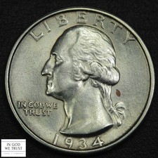 1934 D George Washington Silver Quarter 25C (Bright & Lustrous!)