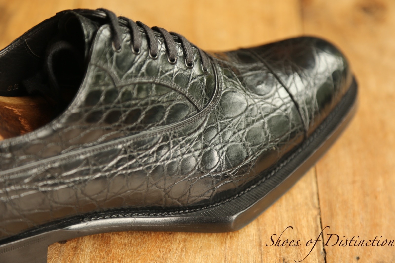PRADA Black Crocodile Leather Derby Shoes Men's UK 8.5 US 9.5 EU 42.5 RRP... thumbnail 2