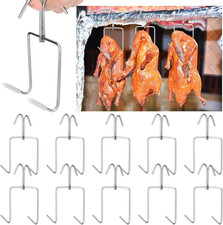 10 Piezas Ganchos para Carne, Acero Inoxidable Perchas para Ahumador Pato Asado Parrilla Ganchos 5 x 2.8