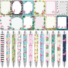 24 Pieces Summer Flamingos Sticky Notes Cute Flamingo Pens Gift Note Pads Mem...