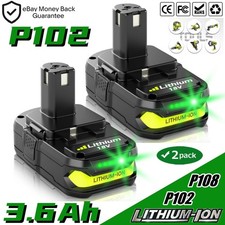2 Packs Battery 3.6Ah for Ryobi 18V Lithium P102 P103 P104 P105 P107 P108 P109