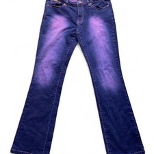 Southpole Jeans VTG Y2K Womens 9 Purple Fade Pink Stitching Flare Denim Pants