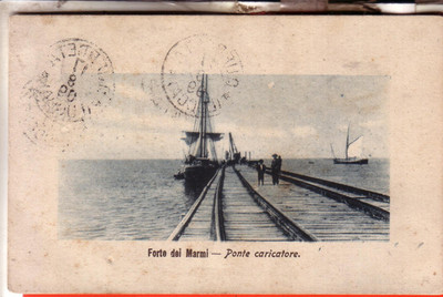 POSTCARD FORTE DEI MARMI FP TRAVELLED 1909 BRIDGE LOADER OCCA