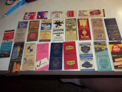 20 Vintage 1940's MATCHBOOK COVERS Bars, Hotels Coal, Advertising ETC.