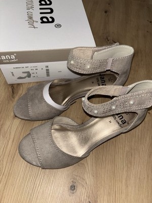 Jana comfort Sandaletten Fessel Riemen Taupe Gr. 38 Neu 