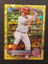 2025 Bowman Chrome Sapphire JJ Wetherholt 1st Yellow Refractor /75 SSP Cardinals