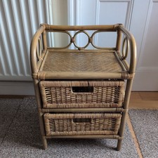 Vintage Bamboo & Rattan  Bedside/Occasional Table with 2 Drawers