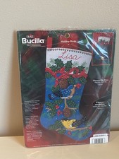 VTG Christmas Holiday Bucilla 84957 Holiday Birds Felt Stocking Kit 2003