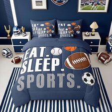 Sports Comforter Set 7 Pieces Full Size Boys Bedding Set Kids Football Basketbal