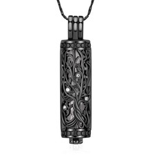 Cremation Jewelry Urn Necklace for Ashes Pendant with Hollow Glass Vial Cylin...