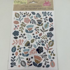 Rub On Transfers Flowers Floral Pink Blue 8"x6" Crafters Square Buy More Save